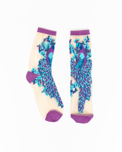 Sock Candy Aquamarine Peacock sheer sock sheer fancy sock for women